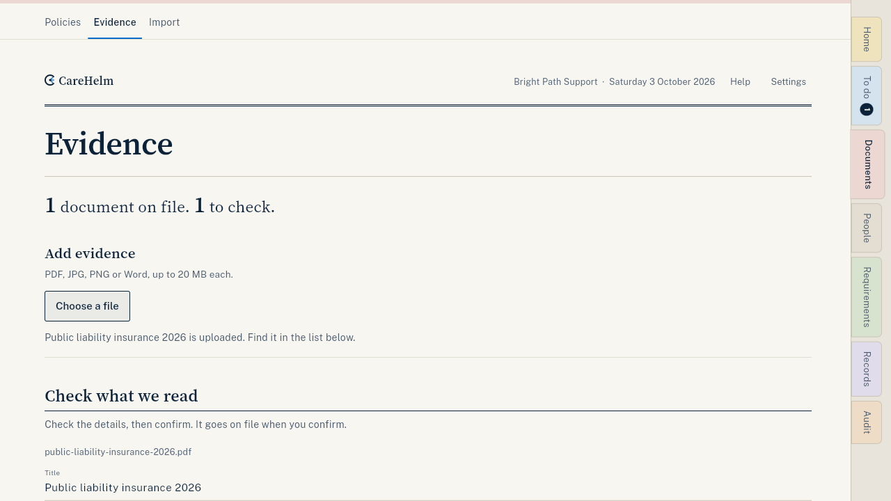 Checking the dates of an uploaded document